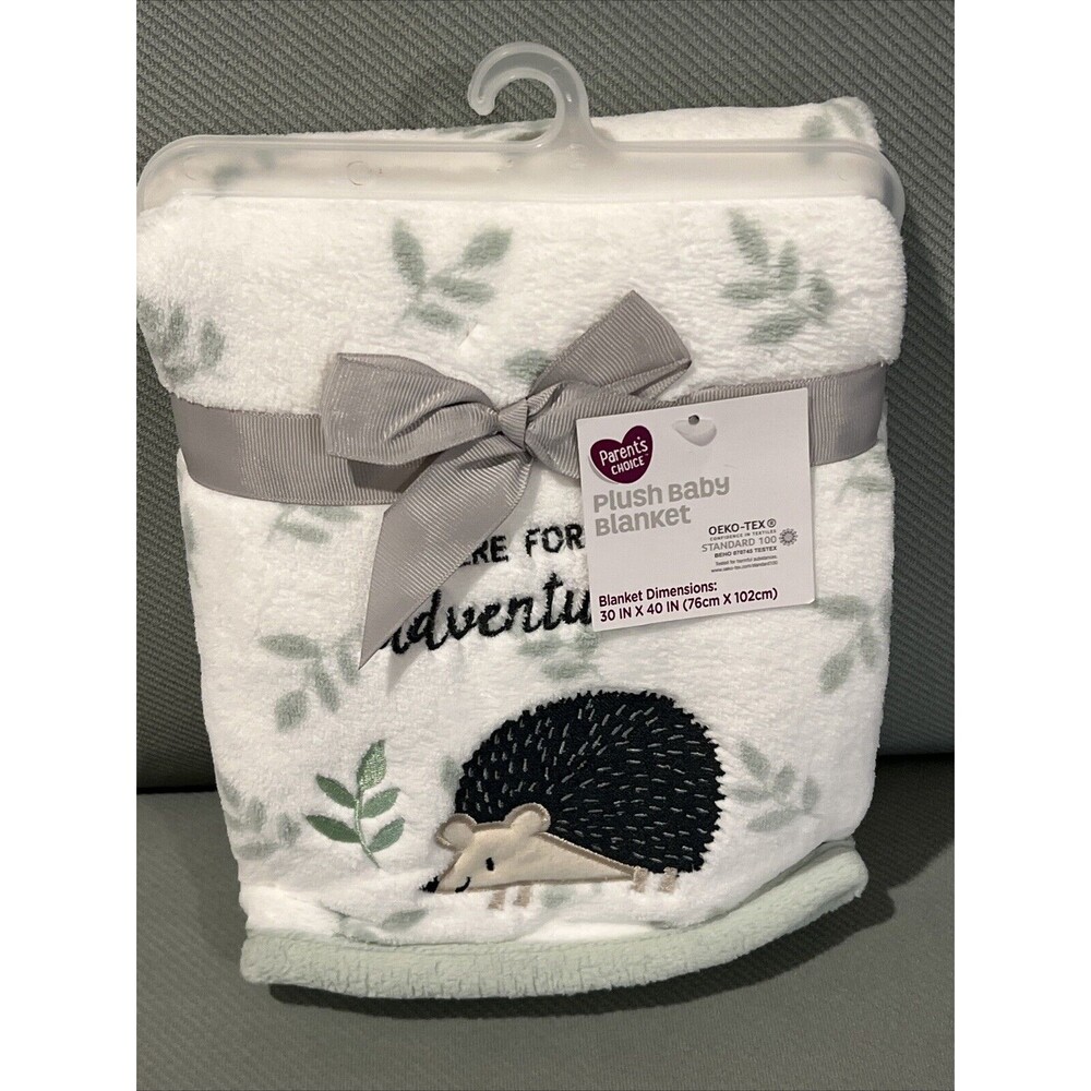 Parents Choice Embroidered Hedgehog Plush Baby Infant Blanket Soft Fleece Lovey